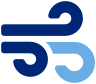 Blue icon of wind